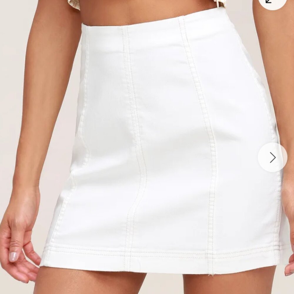 Free People Modern Femme White Denim Mini Skirt